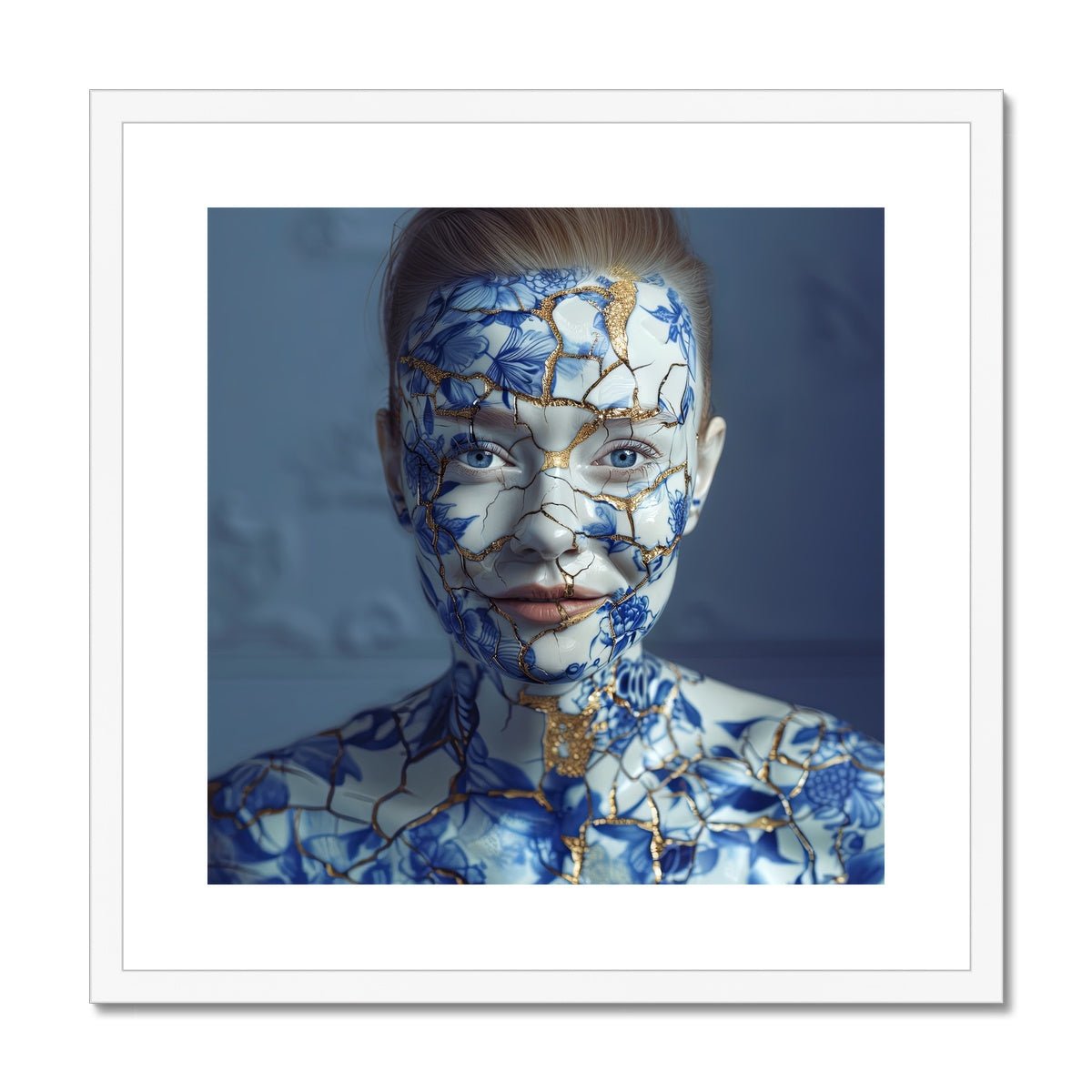 Resilient Beauty (Porcelain and Gold Kintsugi Woman) Framed & Mounted Print - Pixel Gallery