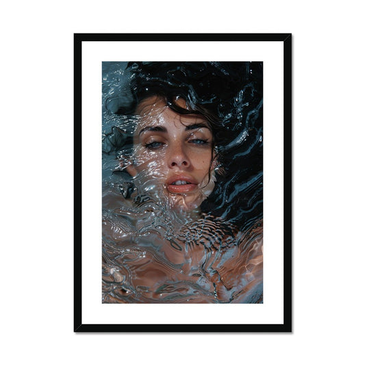 Submerged Serenity - Rippled Water Portrait Framed & Mounted Print - Pixel Gallery