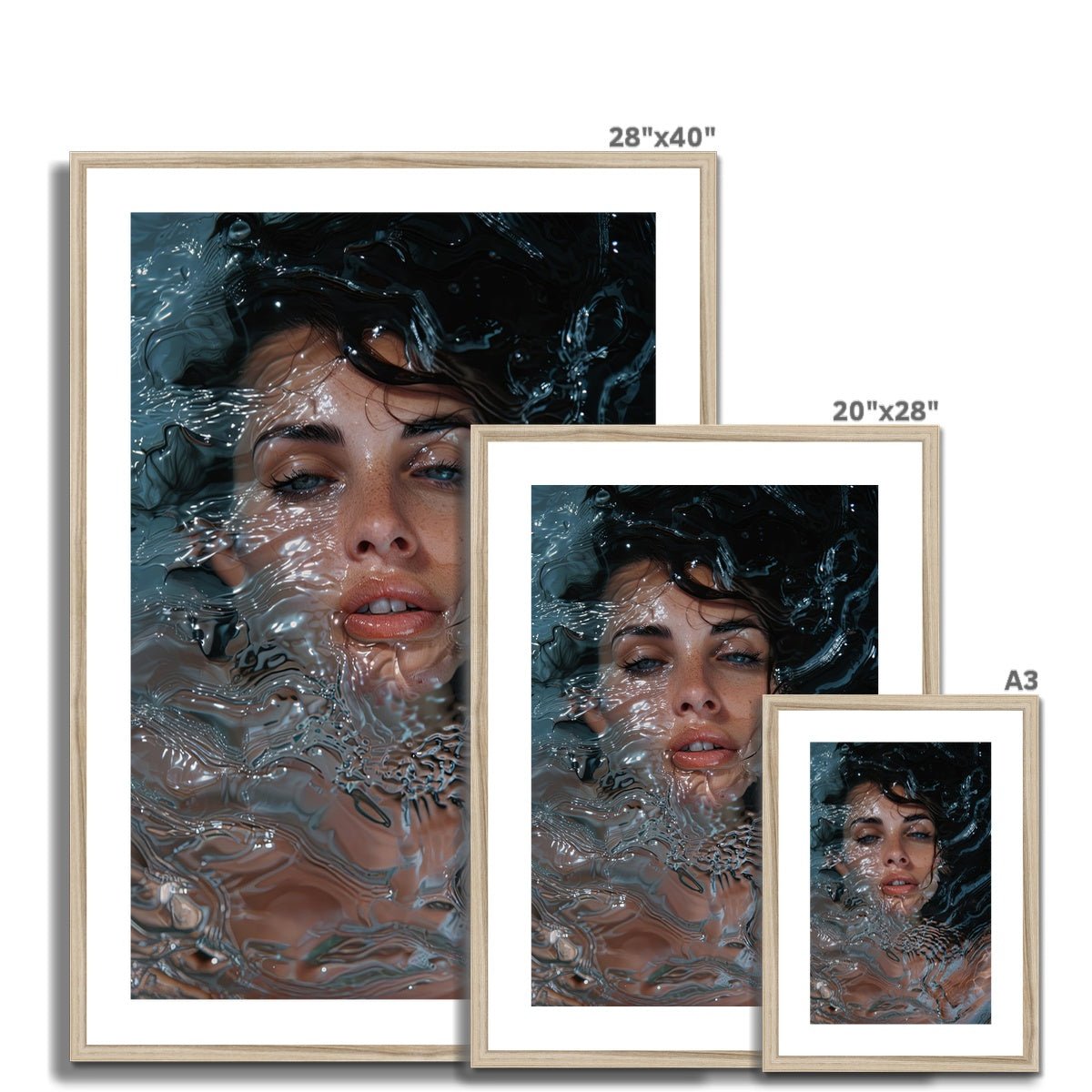 Submerged Serenity - Rippled Water Portrait Framed & Mounted Print - Pixel Gallery