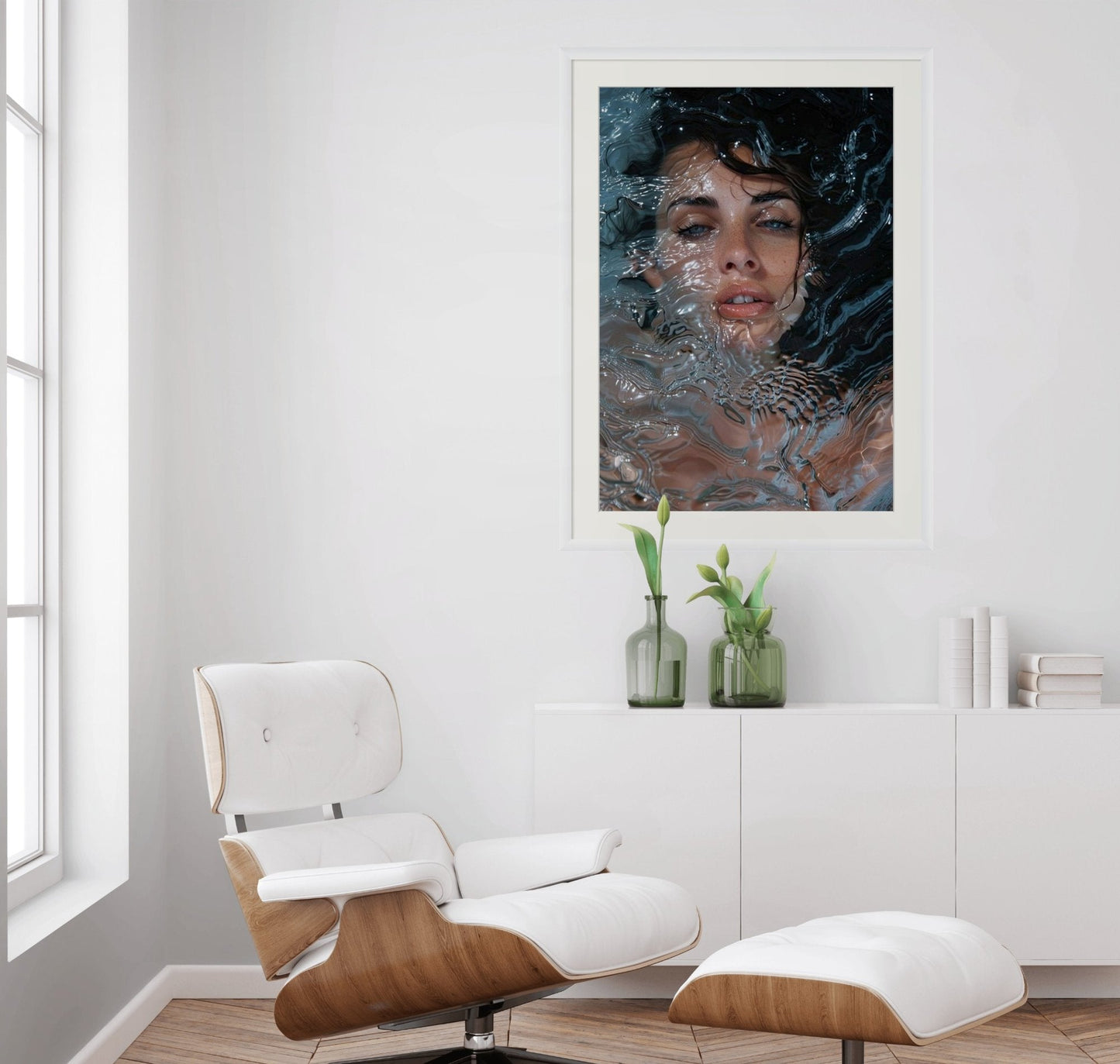 Submerged Serenity - Rippled Water Portrait Framed & Mounted Print - Pixel Gallery