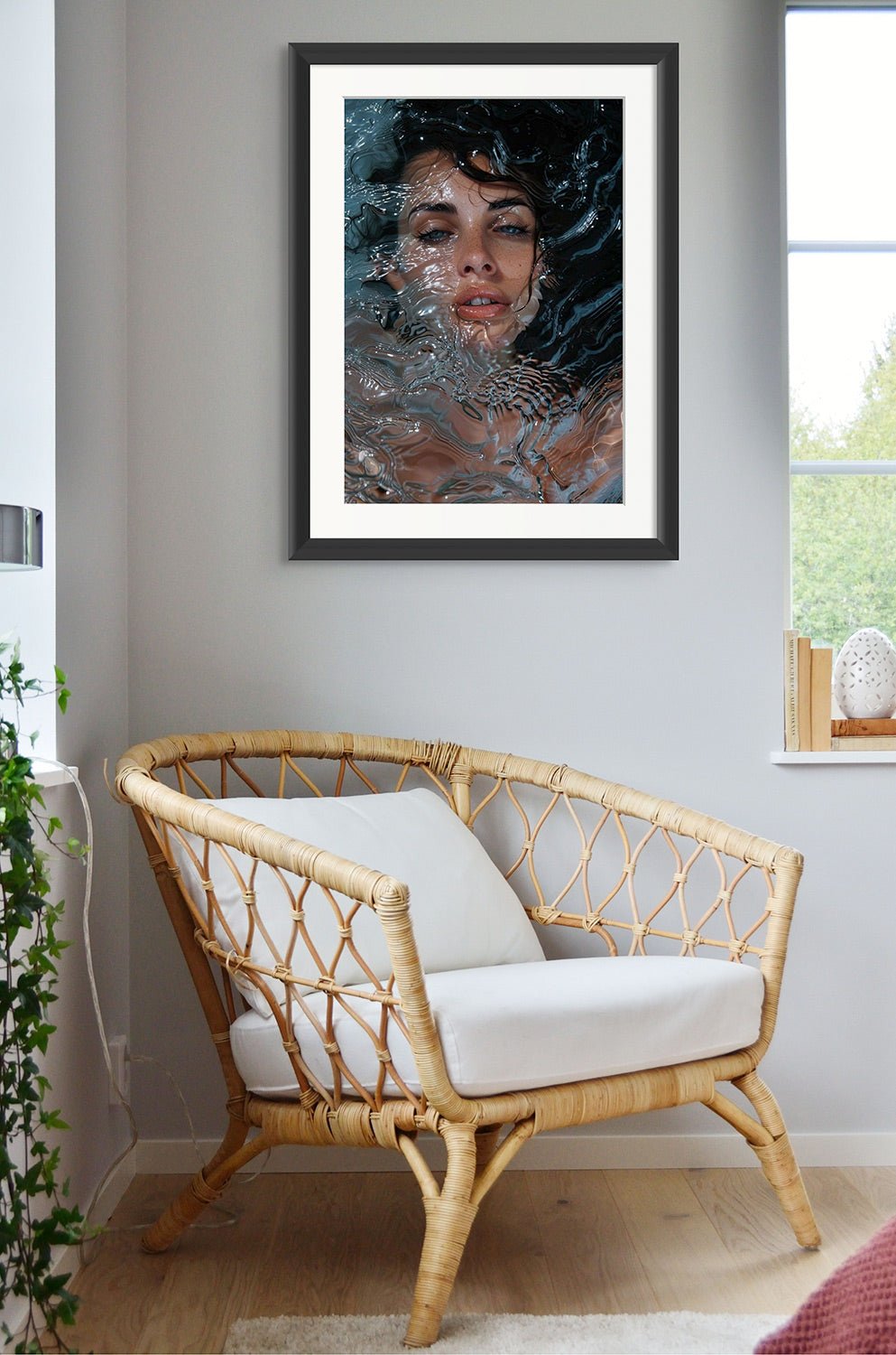 Submerged Serenity - Rippled Water Portrait Framed & Mounted Print - Pixel Gallery