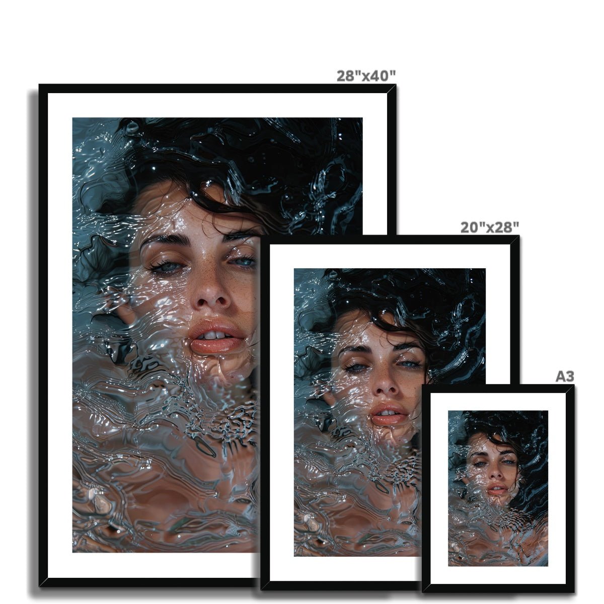 Submerged Serenity - Rippled Water Portrait Framed & Mounted Print - Pixel Gallery