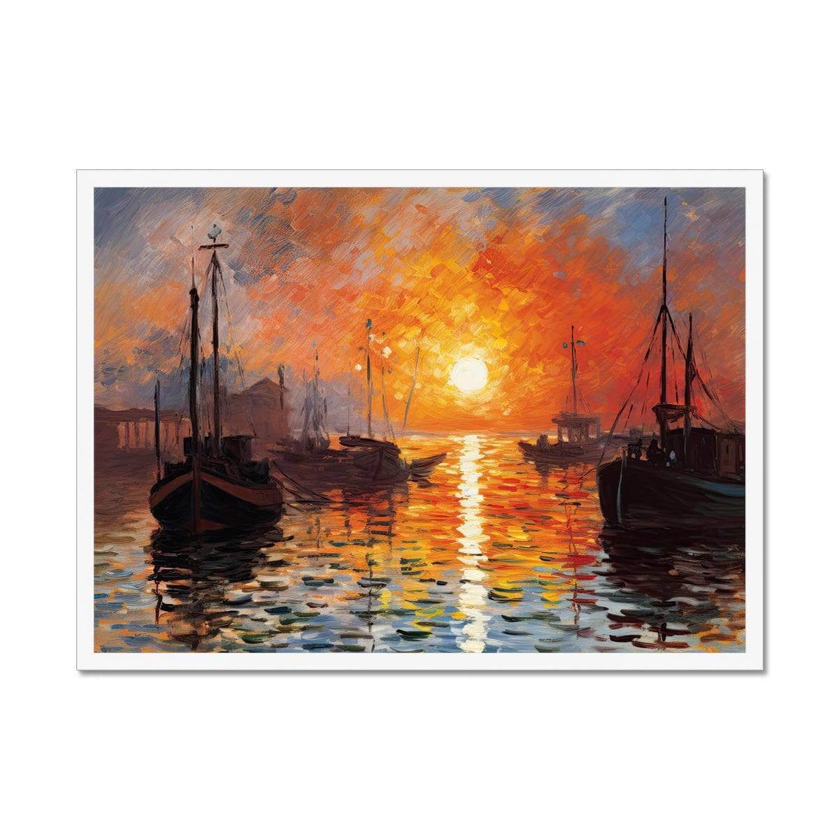 Sunset Boat MOUNTED Giclee hot Print from Watercolour