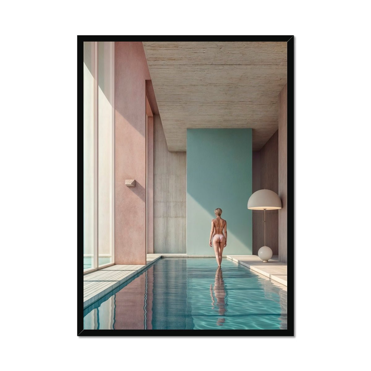 Swimming Pool Serenity with David Hockney Vibes Framed Print - Pixel Gallery