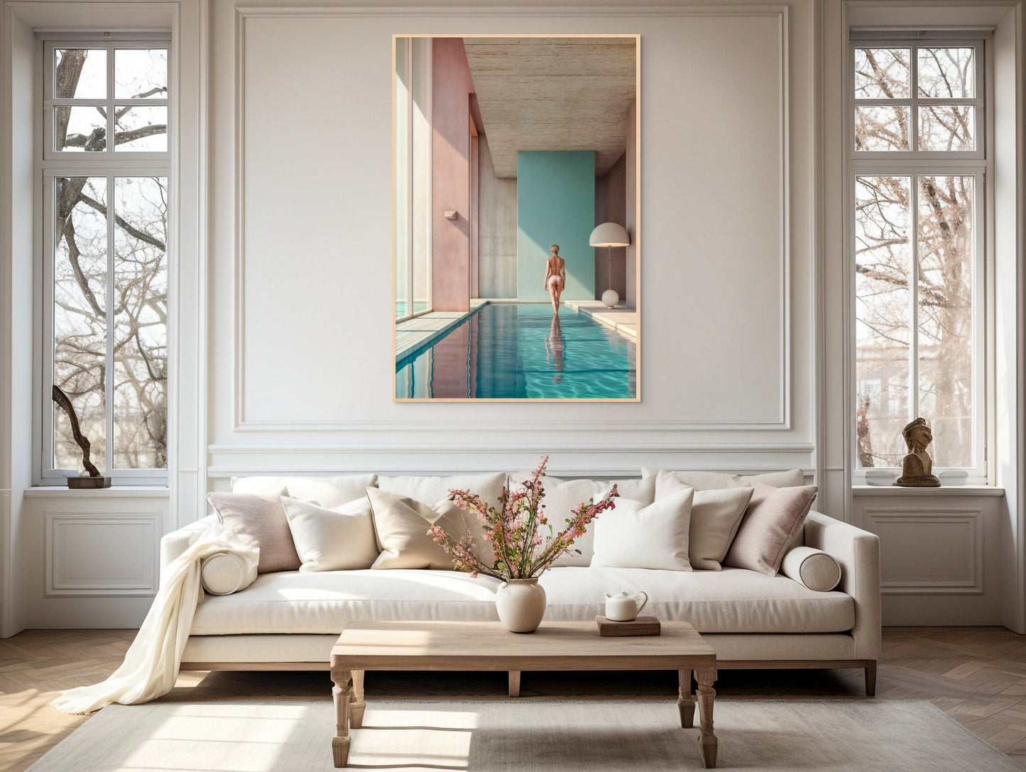 Swimming Pool Serenity with David Hockney Vibes Framed Print - Pixel Gallery