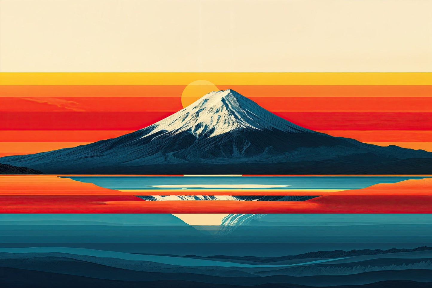 Tranquil Layers: A Sunrise Over Mount Fuji Metal print - Pixel Gallery