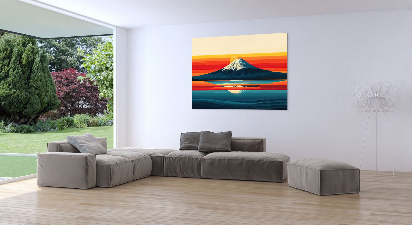 Tranquil Layers: A Sunrise Over Mount Fuji Metal print - Pixel Gallery