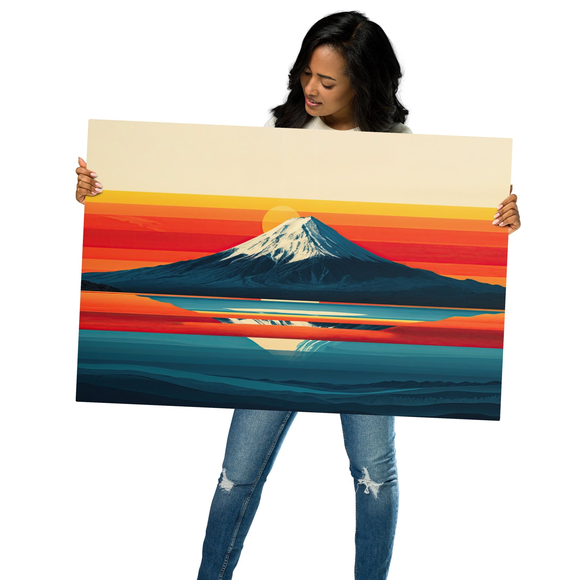 Tranquil Layers: A Sunrise Over Mount Fuji Metal print - Pixel Gallery