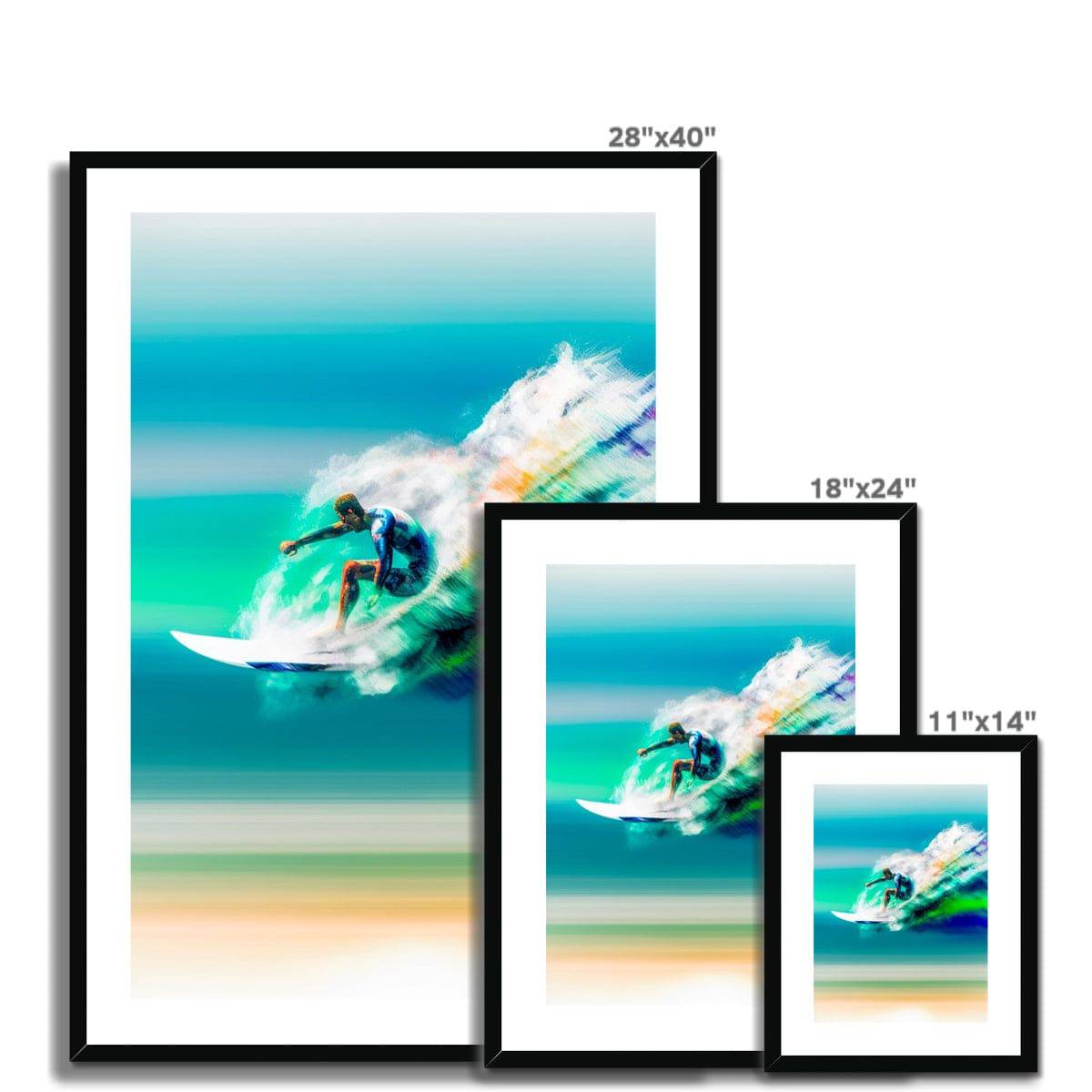 Wave Lines Framed & Mounted Print - Pixel Gallery