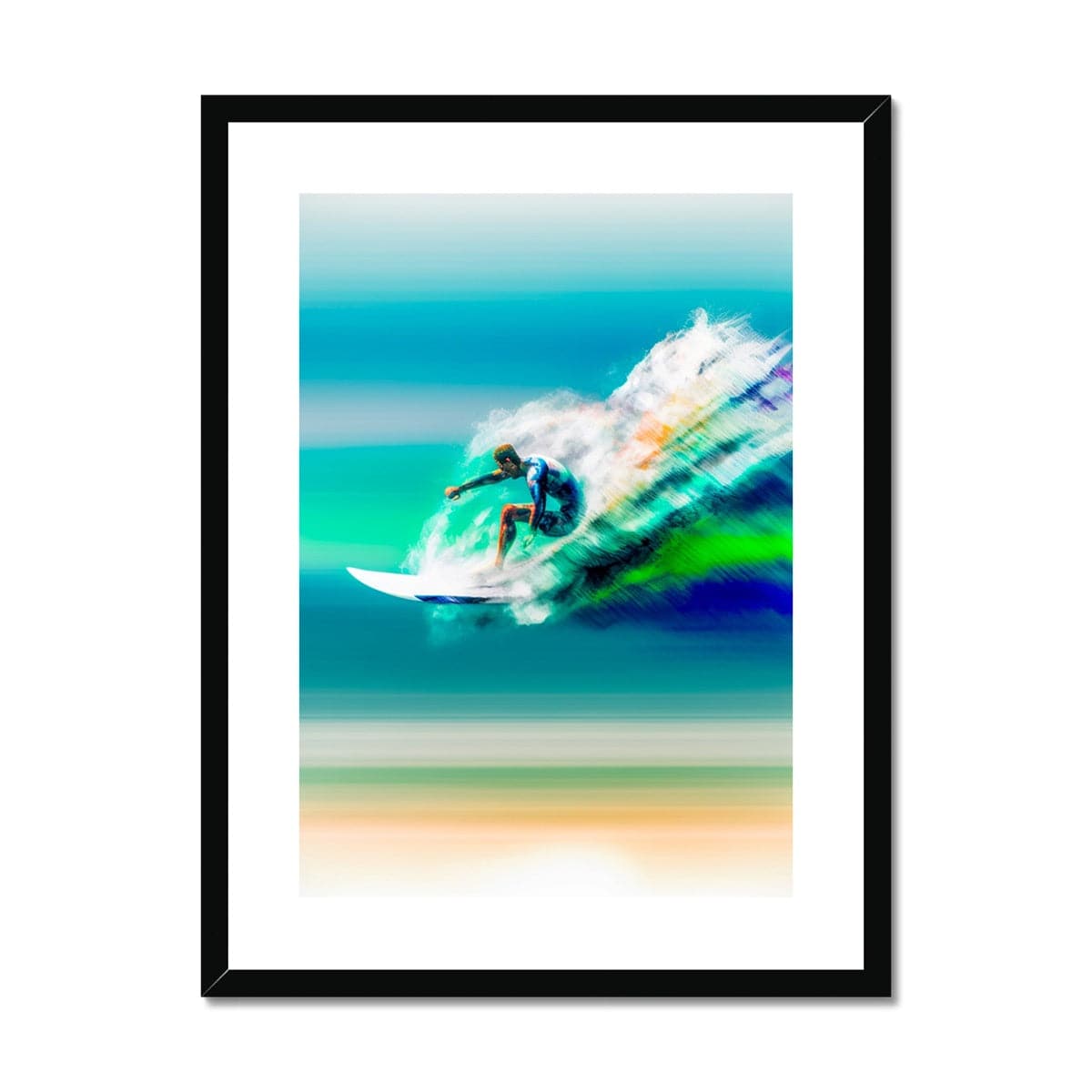 Wave Lines Framed & Mounted Print - Pixel Gallery