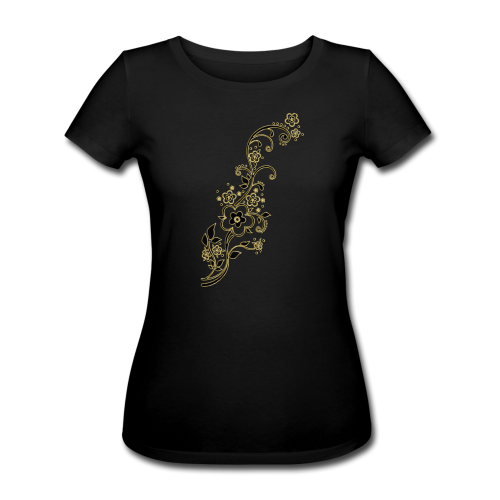 WOMEN'S BLACK & GOLD ORGANIC COTTON T-SHIRT - Pixel Gallery