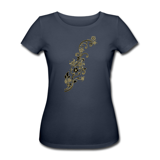 WOMEN'S BLACK & GOLD ORGANIC COTTON T-SHIRT - Pixel Gallery