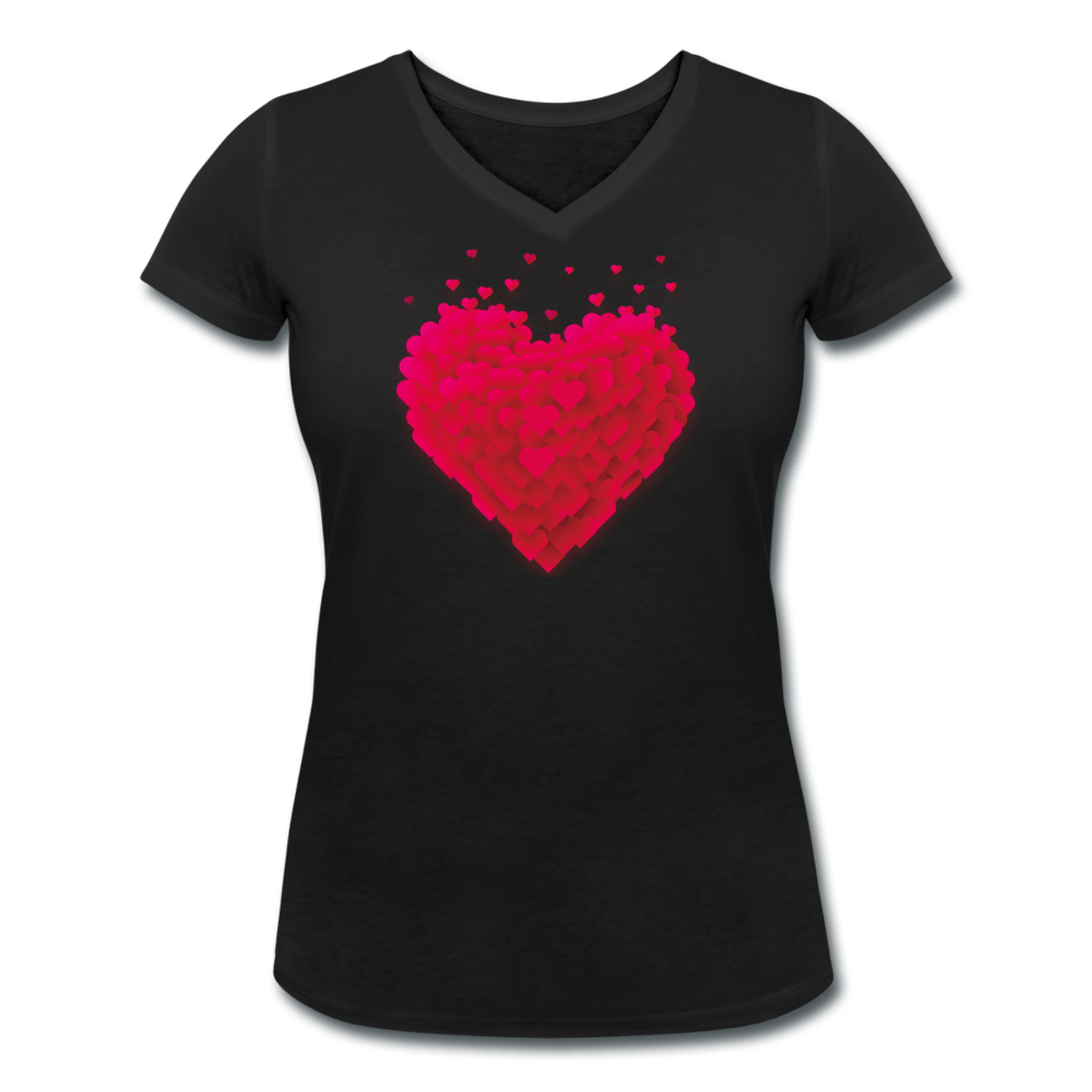 WOMENS HEARTS ORGANIC COTTON V-NECK T-SHIRT - Pixel Gallery