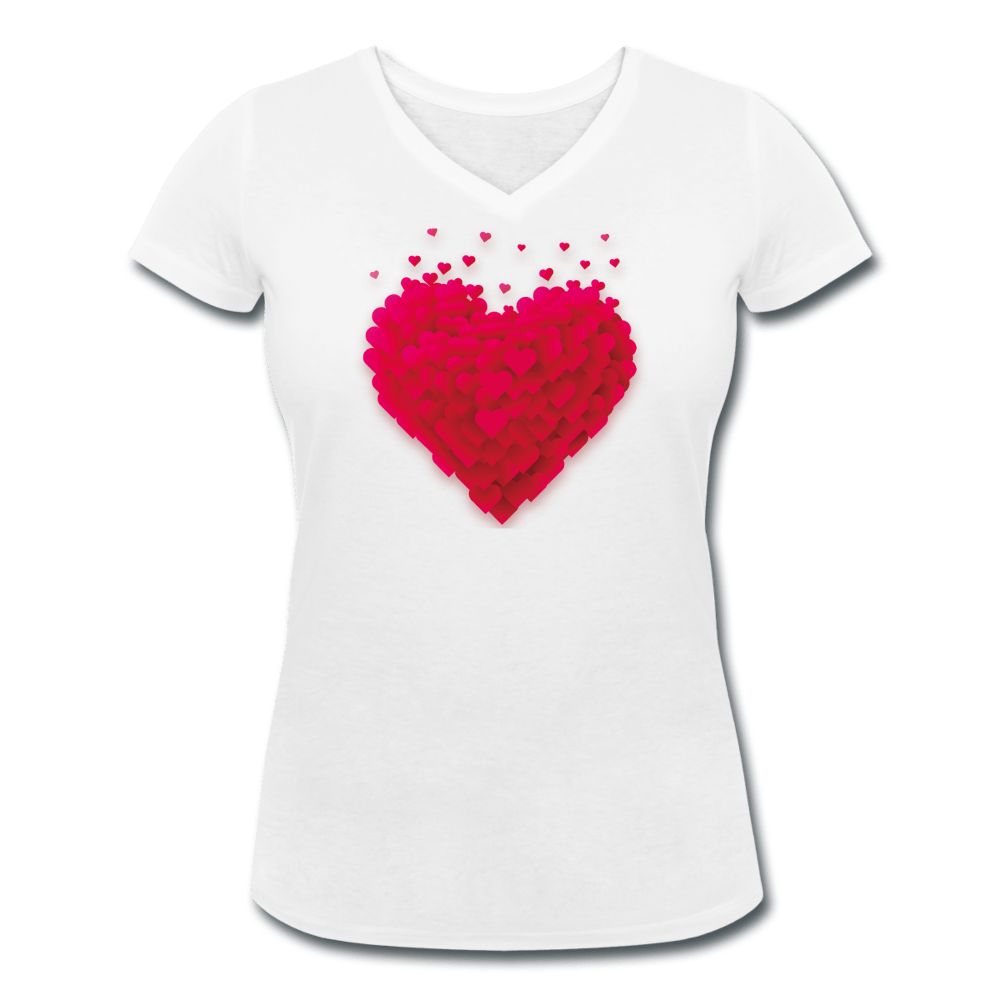 WOMENS HEARTS ORGANIC COTTON V-NECK T-SHIRT - Pixel Gallery