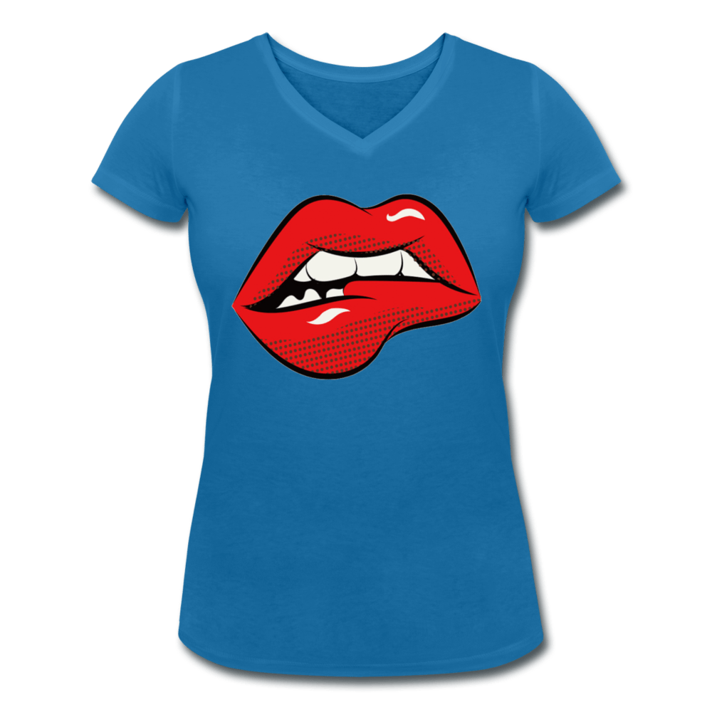 WOMENS KISS ORGANIC V-NECK T-SHIRT - Pixel Gallery