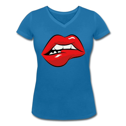 WOMENS KISS ORGANIC V-NECK T-SHIRT - Pixel Gallery