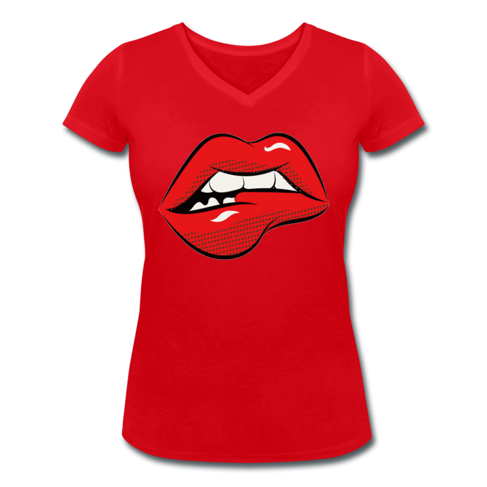 WOMENS KISS ORGANIC V-NECK T-SHIRT - Pixel Gallery