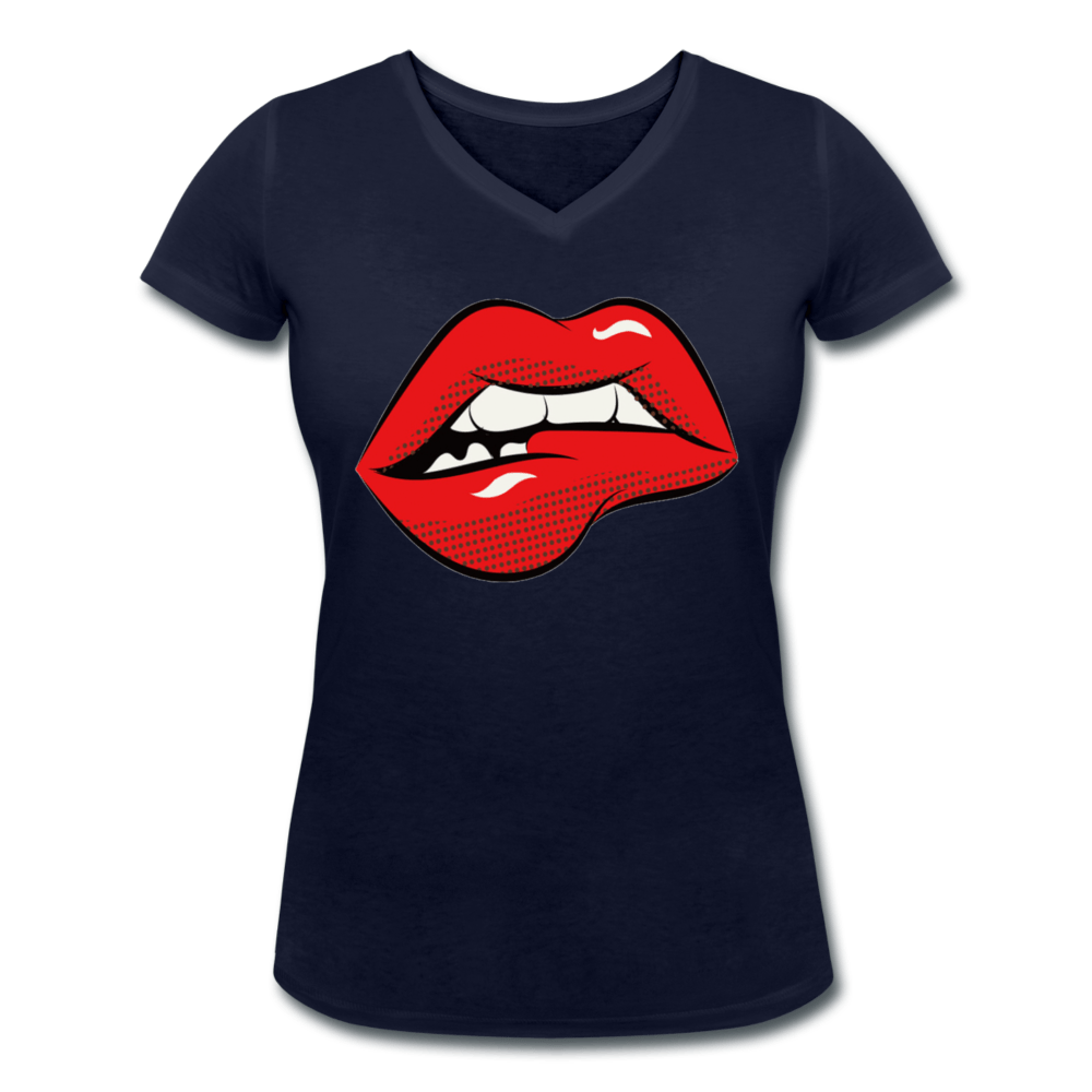 WOMENS KISS ORGANIC V-NECK T-SHIRT - Pixel Gallery