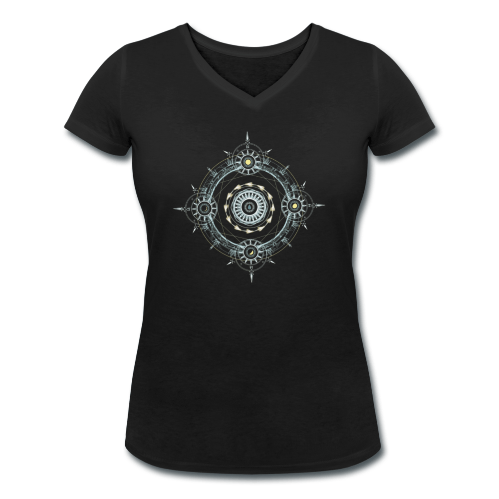 WOMENS MANDALA ORGANIC V-NECK T-SHIRT - Pixel Gallery