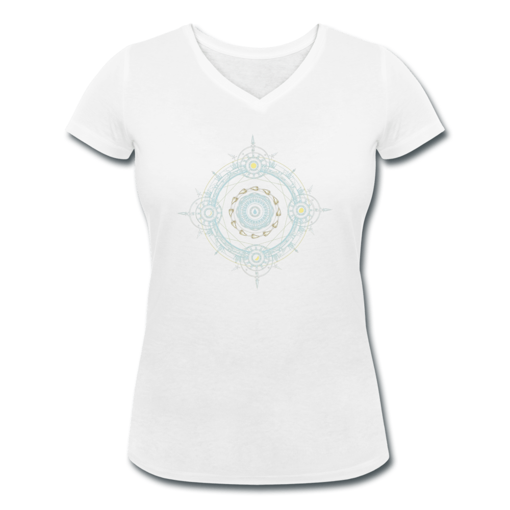 WOMENS MANDALA ORGANIC V-NECK T-SHIRT - Pixel Gallery