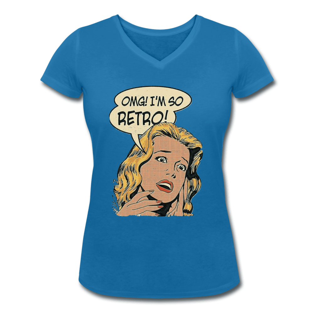 WOMEN'S 'OMG I'M SO RETRO' ORGANIC COTTON V - NECK TEE - Pixel Gallery