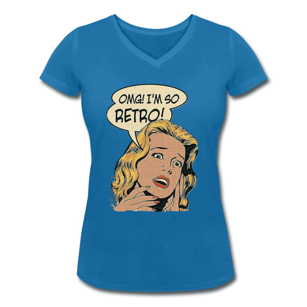 WOMEN'S 'OMG I'M SO RETRO' ORGANIC COTTON V-NECK TEE - Pixel Gallery