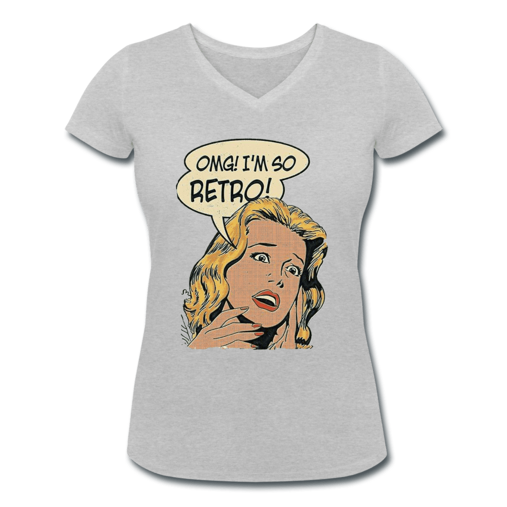 WOMEN'S 'OMG I'M SO RETRO' ORGANIC COTTON V-NECK TEE - Pixel Gallery