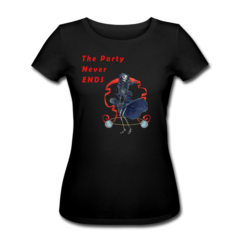 WOMENS THE PARTY NEVER ENDS ORGANIC T - SHIRT - Pixel Gallery