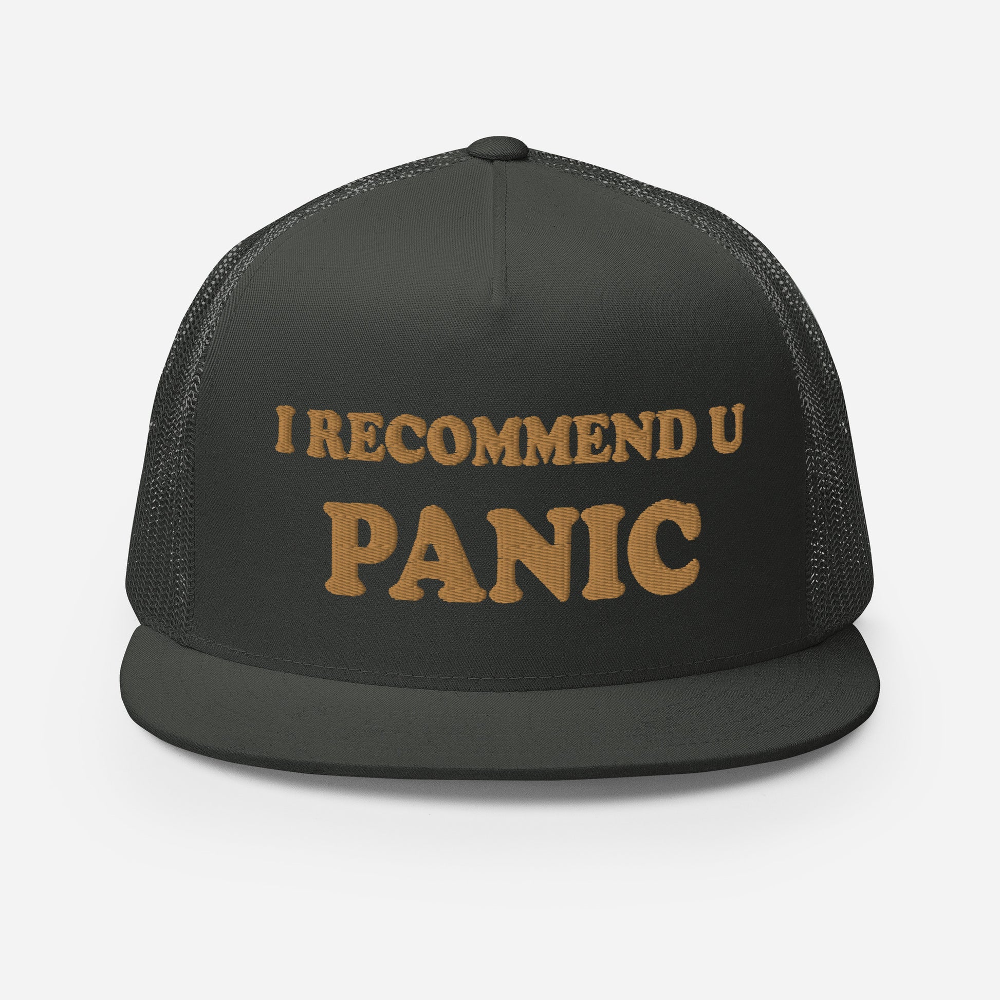 I Would Recommend You Panic Logo-Embroidered and Mesh Trucker Cap - Pixel Gallery